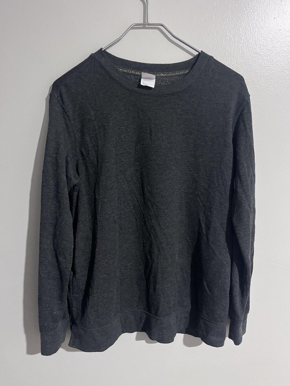 Stars Above Women's Size M Charcoal Fleece Long Sleeve Crew Neck Sweater Pockets